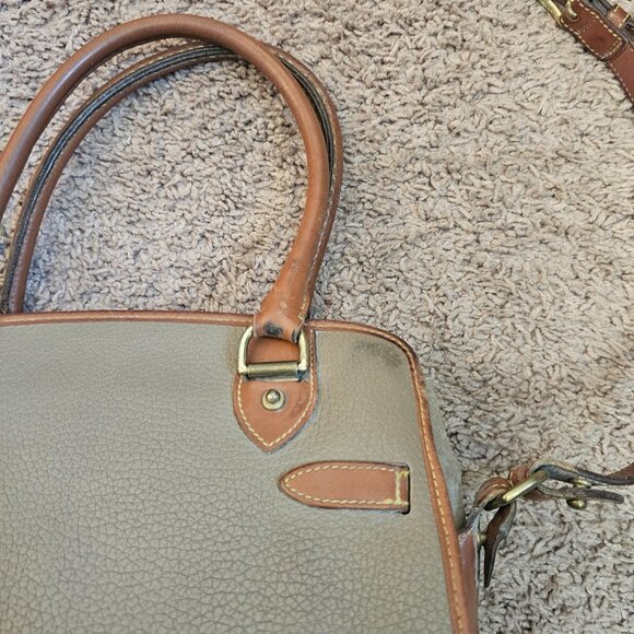 Dooney & Bourke R212 Buckle Satchel AWL Leather Crossbody Top Handle Beige USA - Picture 6 of 16